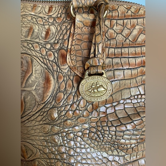 BRAHMIN Vivian Dome Bag Light Almond Color Purse Top Handles & Shoulder Strap - Picture 2 of 16